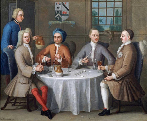 Sir Thomas Sebright, Sir John Bland and Two Friends Black Ornate Wood Framed Art Print with Double Matting by Ferrers, Benjamin
