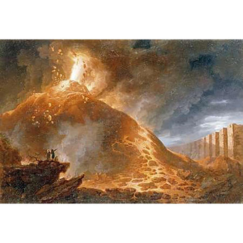 The Eruption of Vesuvius, 1768 Gold Ornate Wood Framed Art Print with Double Matting by Fidanza, Francesco