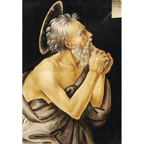 Saint Jerome White Modern Wood Framed Art Print by Lippi, Filippo