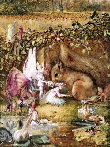 The Wounded Squirrel White Modern Wood Framed Art Print with Double Matting by Fitzgerald, John Anster