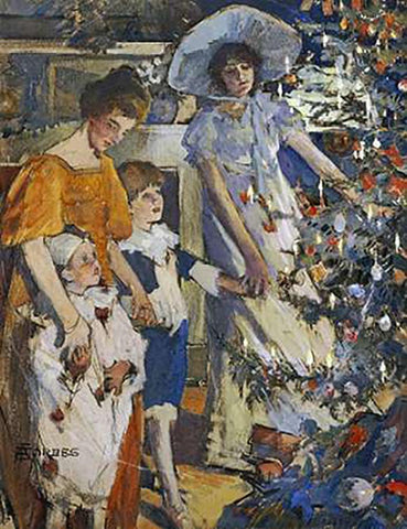 The Museumistmas Tree White Modern Wood Framed Art Print with Double Matting by Stanhope Forbes, Elizabeth Adela