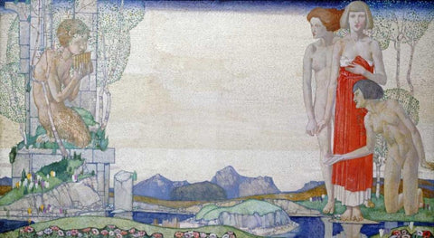 The Voice of Pan Black Ornate Wood Framed Art Print with Double Matting by Frampton, Edward Reginald