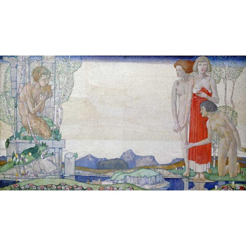 The Voice of Pan Black Modern Wood Framed Art Print by Frampton, Edward Reginald