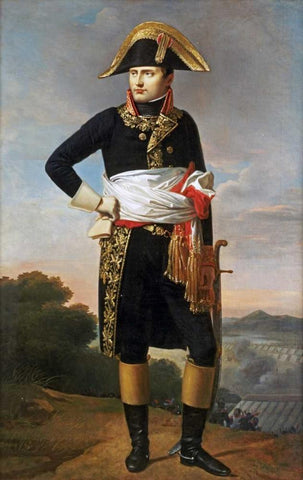 Portrait of Napoleon White Modern Wood Framed Art Print with Double Matting by French School