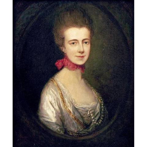 Portrait of Miss Boone Black Modern Wood Framed Art Print with Double Matting by Gainsborough, Thomas