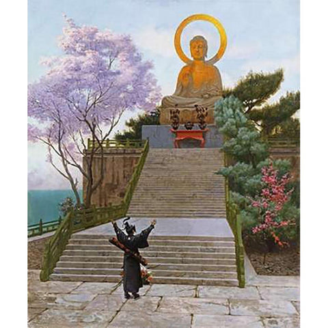 Japanese Imploring a Divinity Gold Ornate Wood Framed Art Print with Double Matting by Gerome, Jean Leon