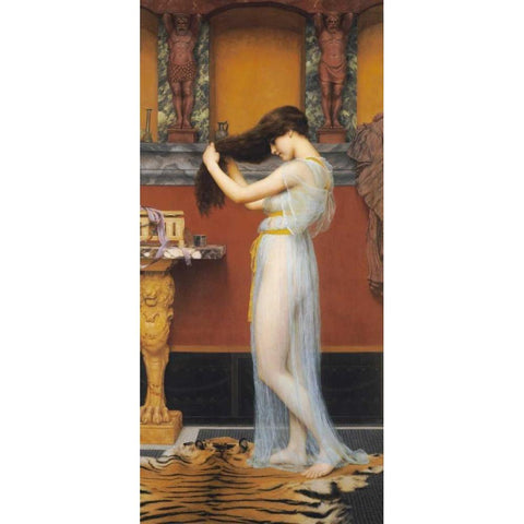 The Toilet White Modern Wood Framed Art Print by Godward, John William