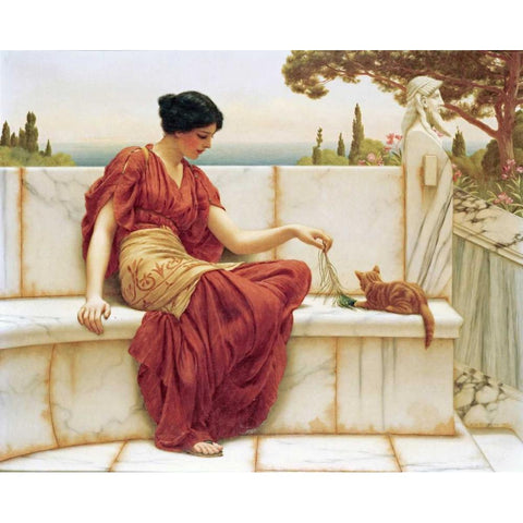 The Favourite Black Modern Wood Framed Art Print with Double Matting by Godward, John William