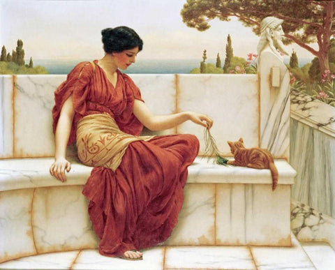 The Favourite White Modern Wood Framed Art Print with Double Matting by Godward, John William