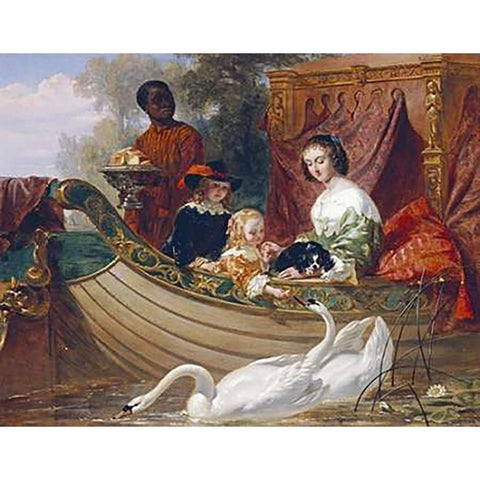 The Children of King Charles I Black Modern Wood Framed Art Print with Double Matting by Goodall, Frederick