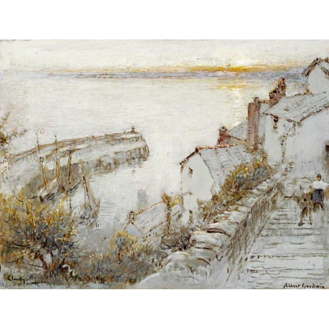 Clovelly Gold Ornate Wood Framed Art Print with Double Matting by Goodwin, Albert
