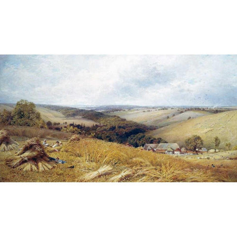 A Hot Day In The Harvest Field White Modern Wood Framed Art Print by Gosling, William W.