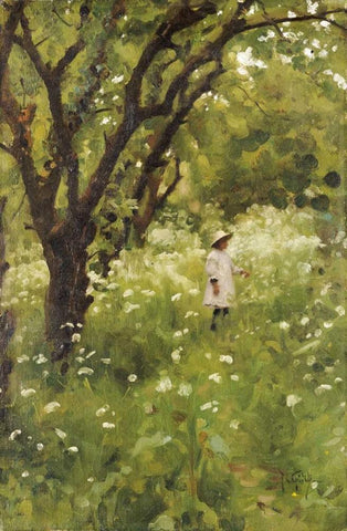 The Orchard White Modern Wood Framed Art Print with Double Matting by Gotch, Thomas Cooper