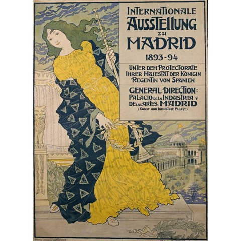 Internationale Ausstellung Zu Madrid White Modern Wood Framed Art Print by Grasset, Eugene