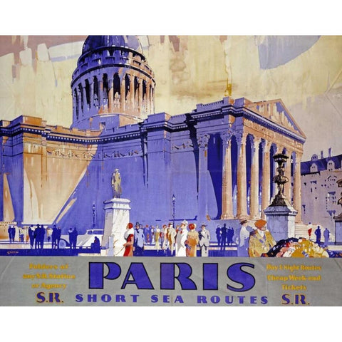 Paris, Southern Railway White Modern Wood Framed Art Print by Grifin
