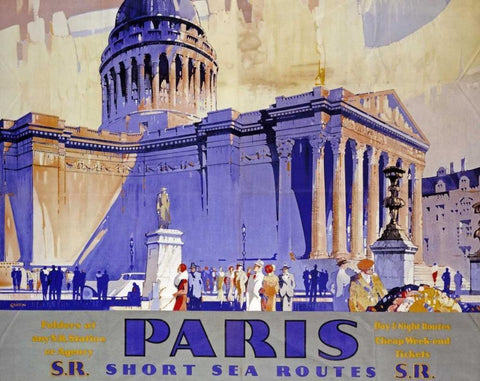 Paris, Southern Railway White Modern Wood Framed Art Print with Double Matting by Grifin