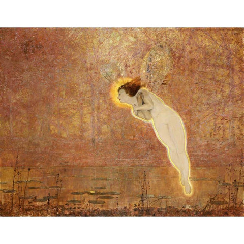 Iris Gold Ornate Wood Framed Art Print with Double Matting by Grimshaw, John Atkinson