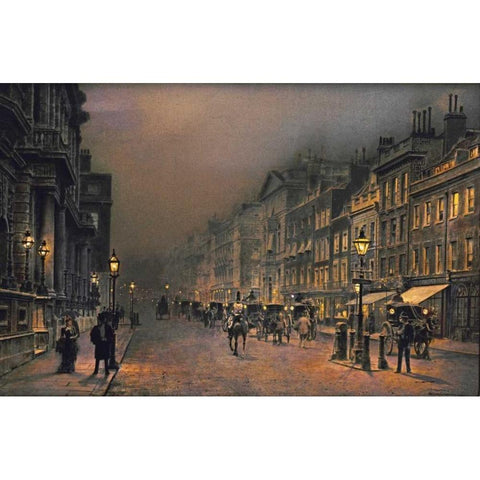 St Jamess Street Black Modern Wood Framed Art Print by Grimshaw, John Atkinson