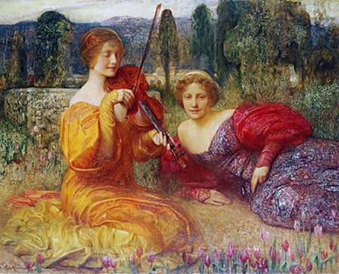 Musicienne du Silence, c. 1900 White Modern Wood Framed Art Print with Double Matting by Hacker, Arthur