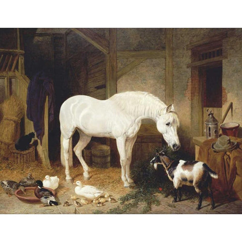 Stable Companions Black Modern Wood Framed Art Print by Herring, John Frederick
