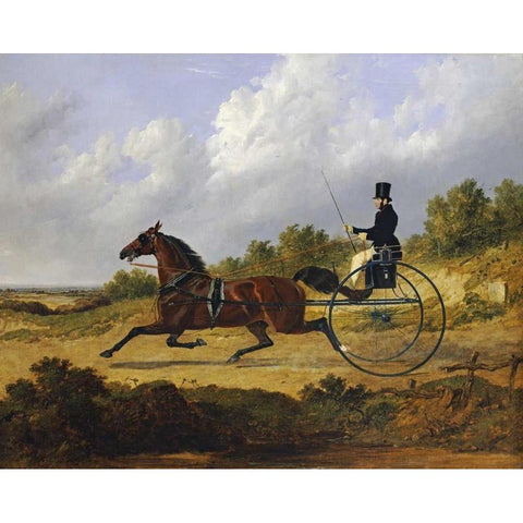 Confidence, Drawing a Gig Driven By a Groom White Modern Wood Framed Art Print by Herring, John Frederick