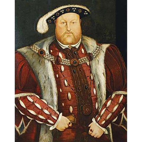 Portrait of King Henry VIII Gold Ornate Wood Framed Art Print with Double Matting by Holbein, Hans