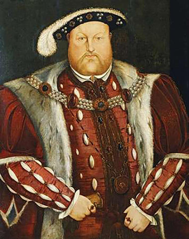 Portrait of King Henry VIII Black Ornate Wood Framed Art Print with Double Matting by Holbein, Hans