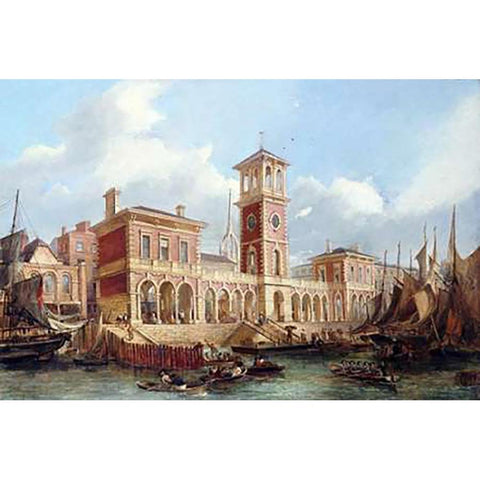 Billingsgate Market Black Modern Wood Framed Art Print with Double Matting by Holland, James