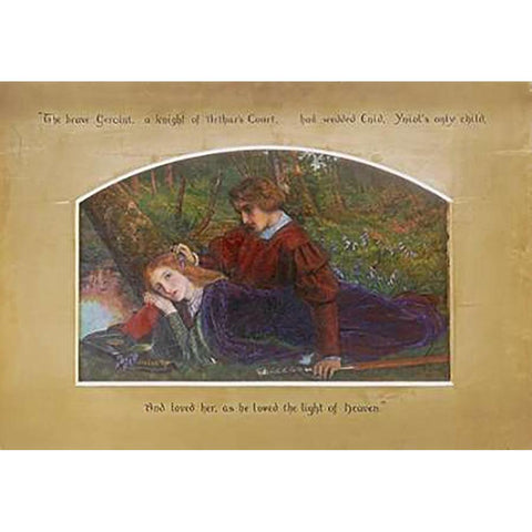 Enid and Geraint White Modern Wood Framed Art Print by Hughes, Arthur