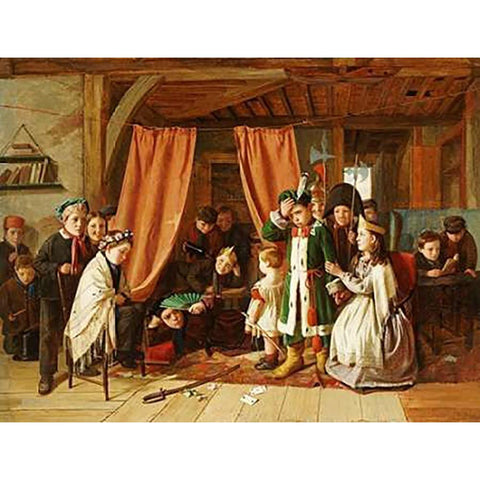 The Play Scene In Hamlet White Modern Wood Framed Art Print by Hunt, Charles