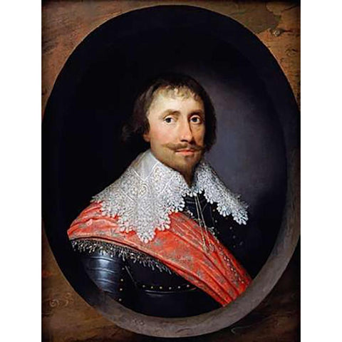 Portrait of Robert De Vere, The 19th Earl of Oxford White Modern Wood Framed Art Print by Johnson, Cornelius