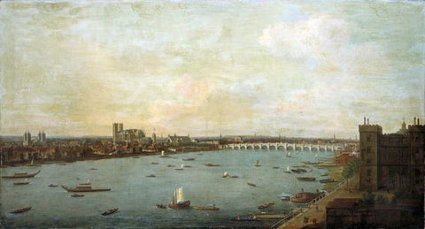 The City of Westminster From Lambeth White Modern Wood Framed Art Print with Double Matting by Joli, Antonio