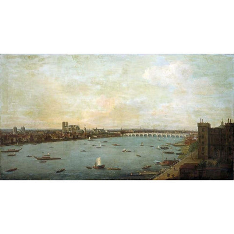 The City of Westminster From Lambeth Black Modern Wood Framed Art Print with Double Matting by Joli, Antonio