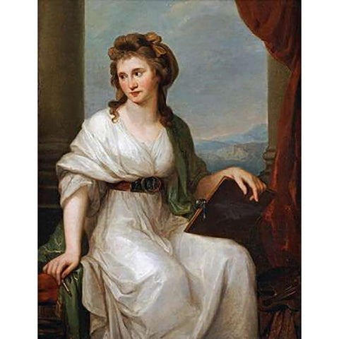 Portrait of The Artist White Modern Wood Framed Art Print by Kauffmann, Angelica