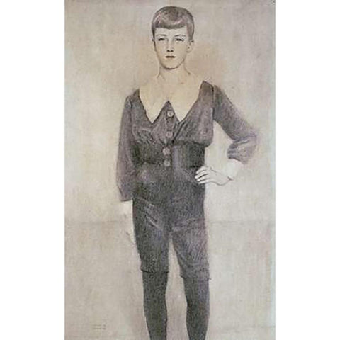 Prince Leopold of Belgium Black Modern Wood Framed Art Print with Double Matting by Khnopff, Fernand