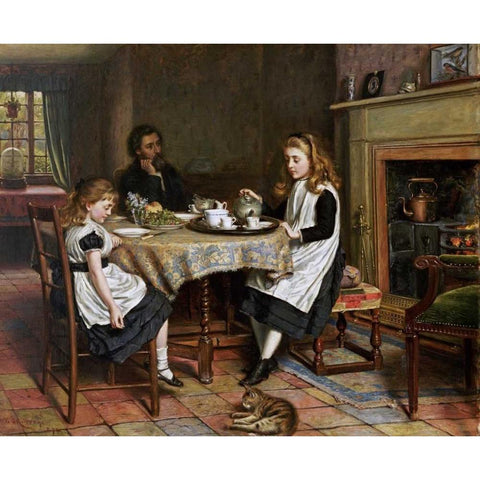 There Is No Fireside..... White Modern Wood Framed Art Print by Kilburne, George Goodwin