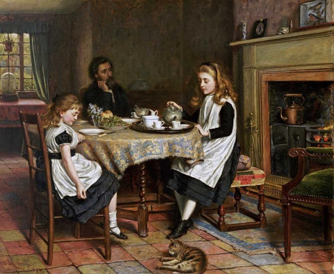 There Is No Fireside..... White Modern Wood Framed Art Print with Double Matting by Kilburne, George Goodwin