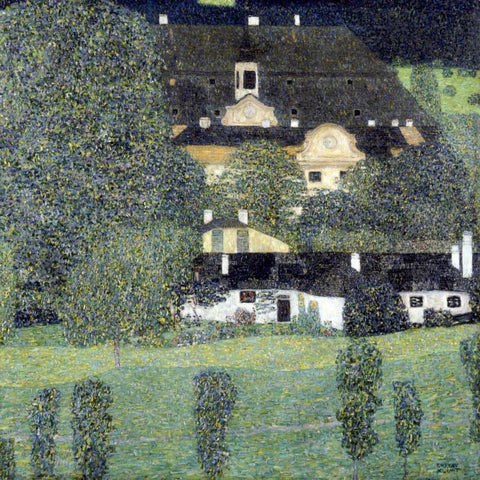 Schloss Kammer Am Attersee II Black Ornate Wood Framed Art Print with Double Matting by Klimt, Gustav