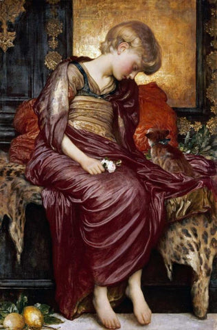 Kittens Black Ornate Wood Framed Art Print with Double Matting by Leighton, Lord Frederick