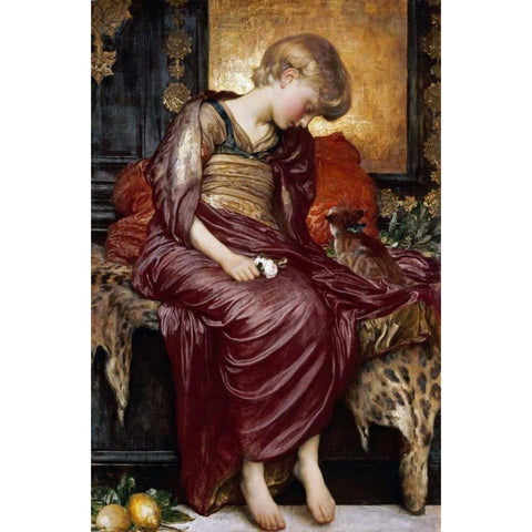 Kittens Gold Ornate Wood Framed Art Print with Double Matting by Leighton, Lord Frederick