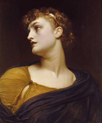 Antigone White Modern Wood Framed Art Print with Double Matting by Leighton, Lord Frederick