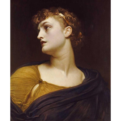 Antigone Black Modern Wood Framed Art Print with Double Matting by Leighton, Lord Frederick