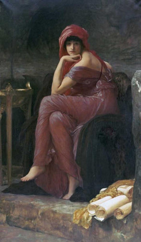 Sybil White Modern Wood Framed Art Print with Double Matting by Leighton, Lord Frederick