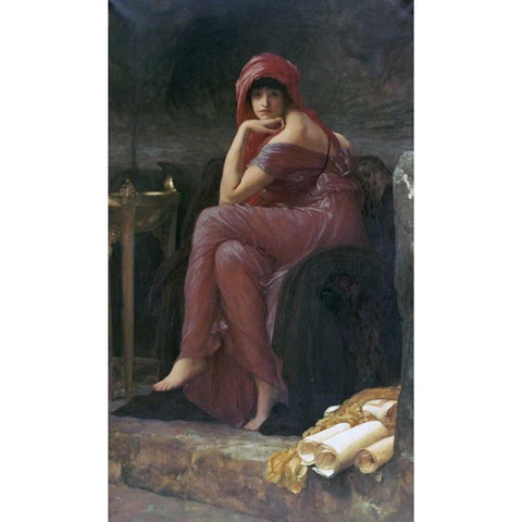 Sybil Black Modern Wood Framed Art Print by Leighton, Lord Frederick