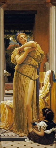 The Bracelet Black Ornate Wood Framed Art Print with Double Matting by Leighton, Lord Frederick