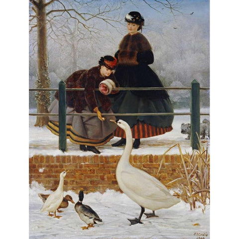 Frozen Out Black Modern Wood Framed Art Print by Leslie, George Dunlop