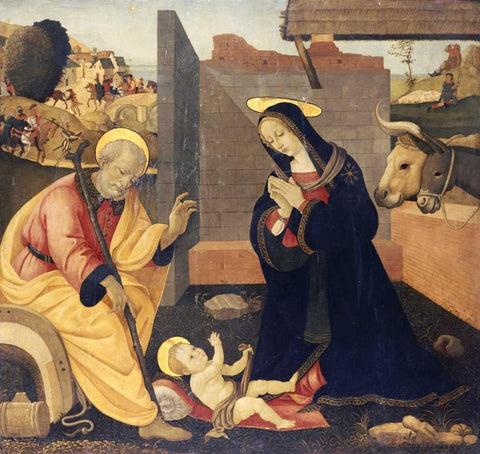 The Nativity White Modern Wood Framed Art Print with Double Matting by Lippi, Filippo