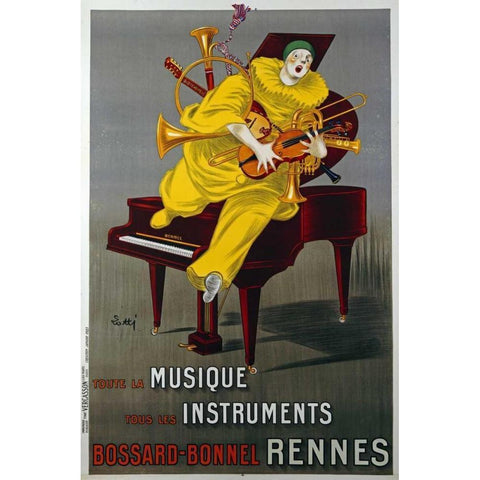 Toute La Musique, Tous Les Instruments White Modern Wood Framed Art Print by Lotti