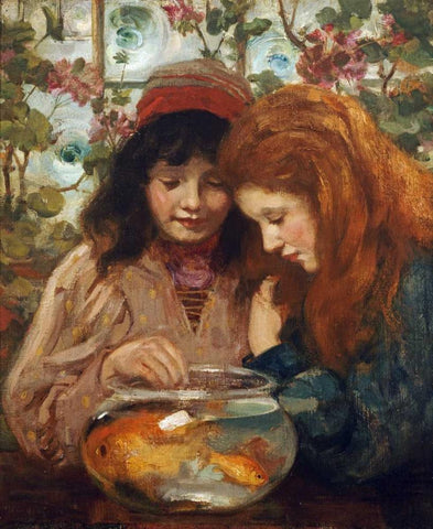 The Goldfish Bowl White Modern Wood Framed Art Print with Double Matting by MacGeorge, William Stewart