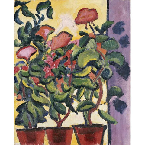 Geranium Am Fenster White Modern Wood Framed Art Print by Macke, August